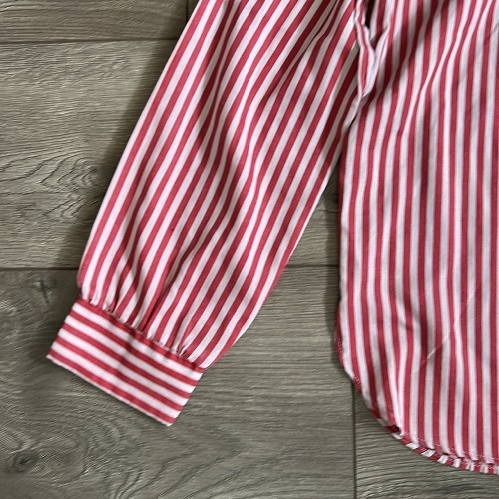 Vintage RoVel of California Red and White Striped Button-Up Blouse - Picture 5 of 8